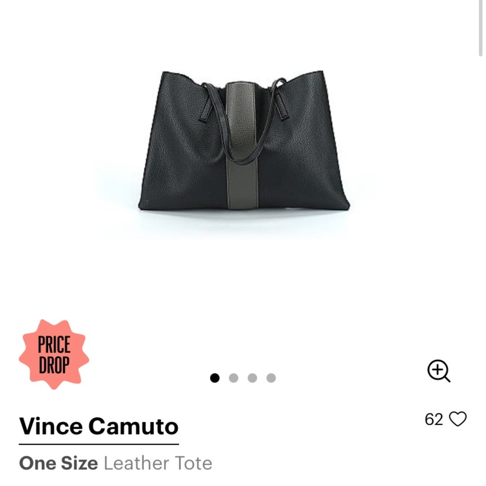 Vince Camuto Tote Bag Black Gray Pebbled Vegan Leather